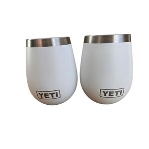 YETI 10oz Wine Tumbler Cup‎ Stainless Steel White set of 2